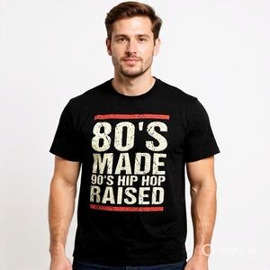 80s Made 90s Hip Hop Raised Graphic Tee Black 2XL